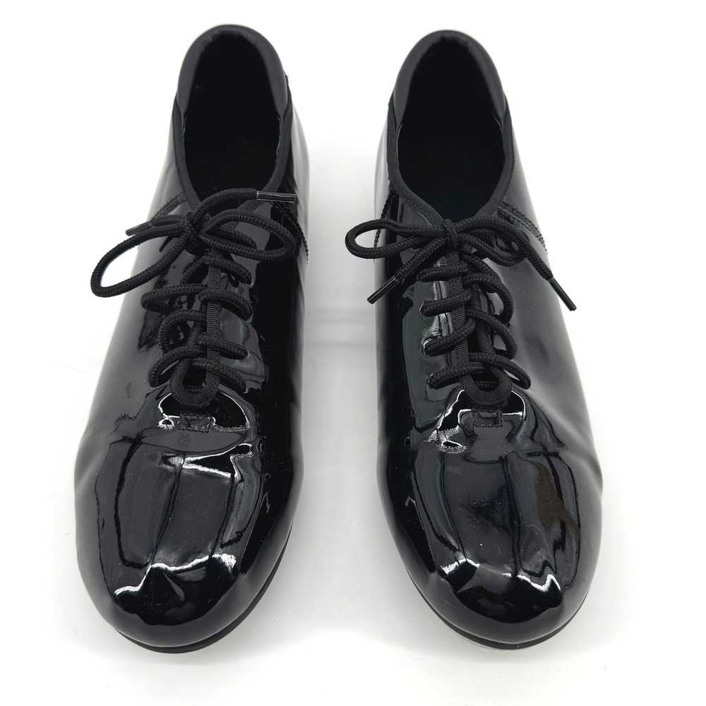 Dance Tap Shoes Women 10.5A Black Patent Lace Up Oxford Professional Performance
